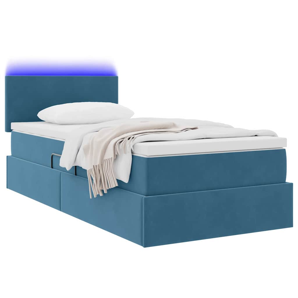 Lit de rangement LED avec matelas Bleu foncé 90 x 190 cm
