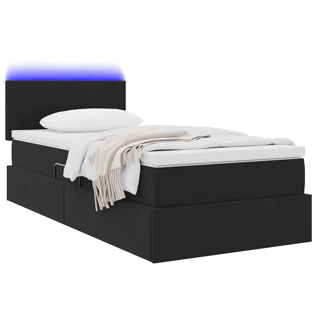 Lit de rangement LED avec matelas Noir 90 x 200 cm Velours
