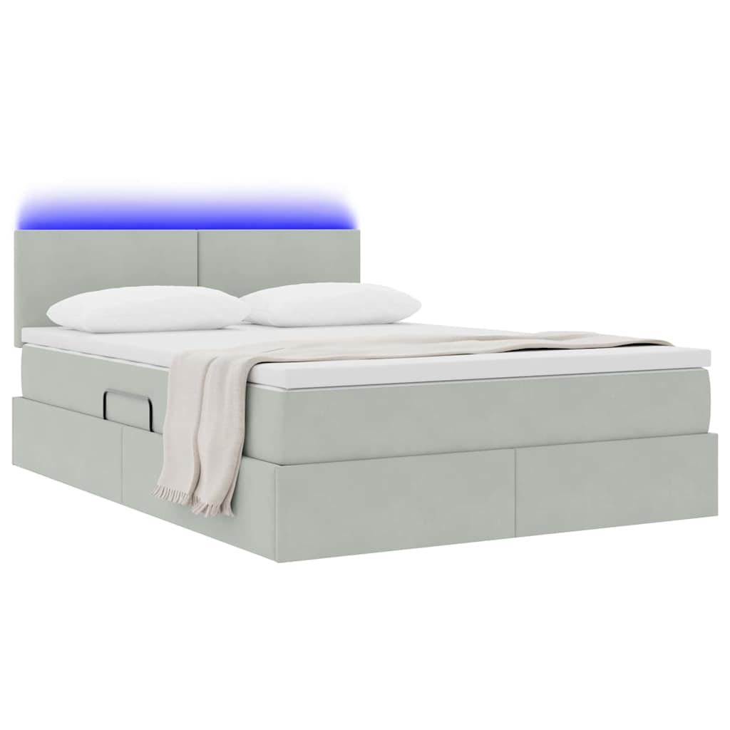 Lit de rangement LED avec matelas Gris clair 140 x 190 cm - XIOS