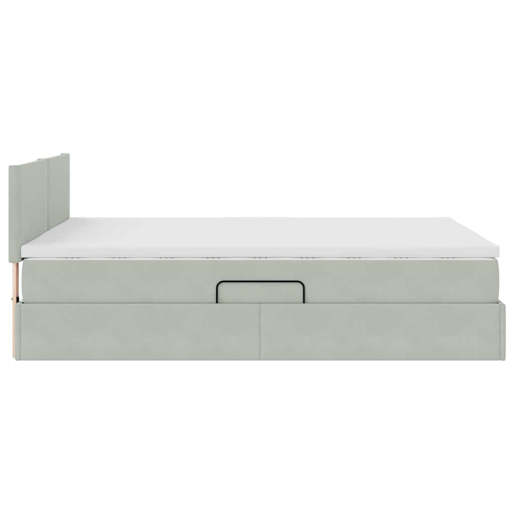Lit de rangement LED avec matelas Gris clair 140 x 190 cm - XIOS