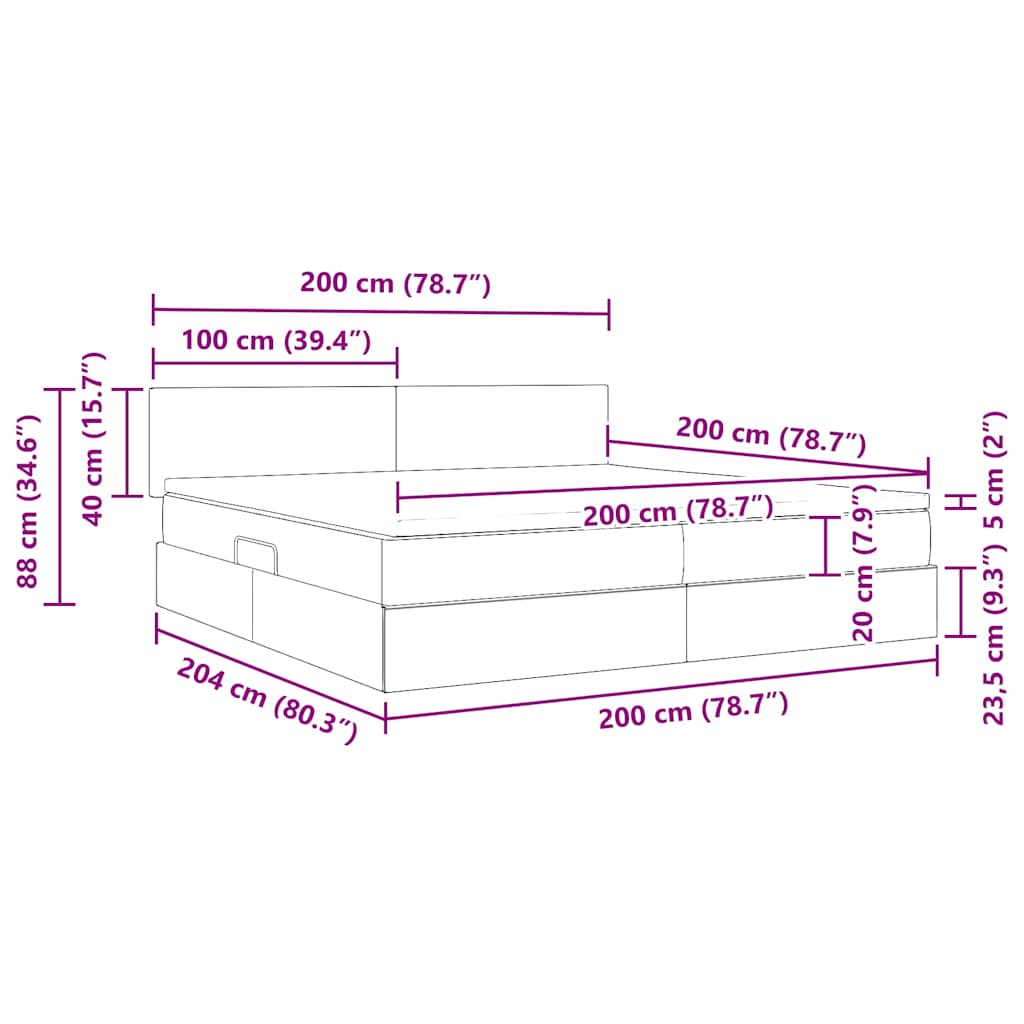 Lit avec des lumières à LED Gris foncé 200 x 200 cm Velours - XIOS