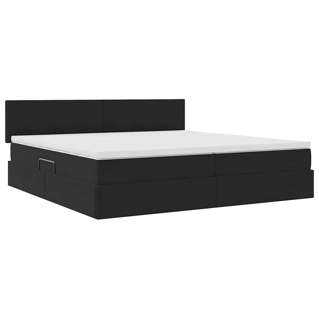 Lit avec rangement et LED avec LED Noir 200 x 200 cm Velours - XIOS