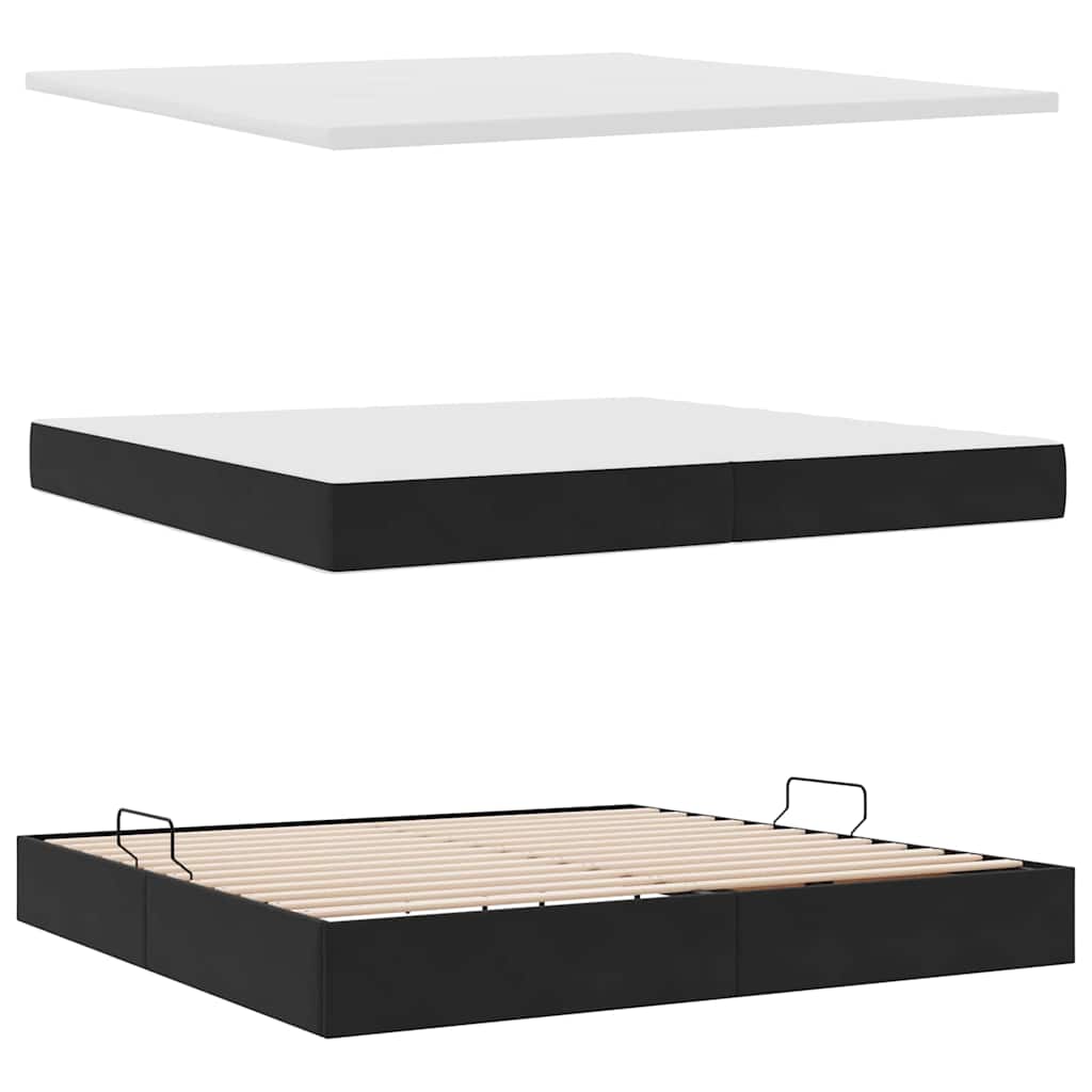 Lit avec rangement et LED avec LED Noir 200 x 200 cm Velours - XIOS