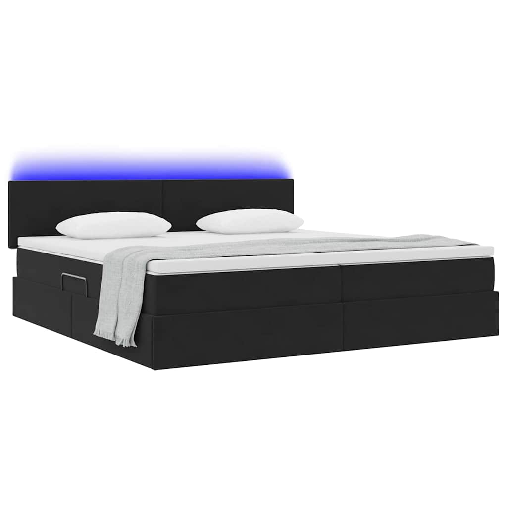 Lit avec rangement et LED avec LED Noir 200 x 200 cm Velours - XIOS