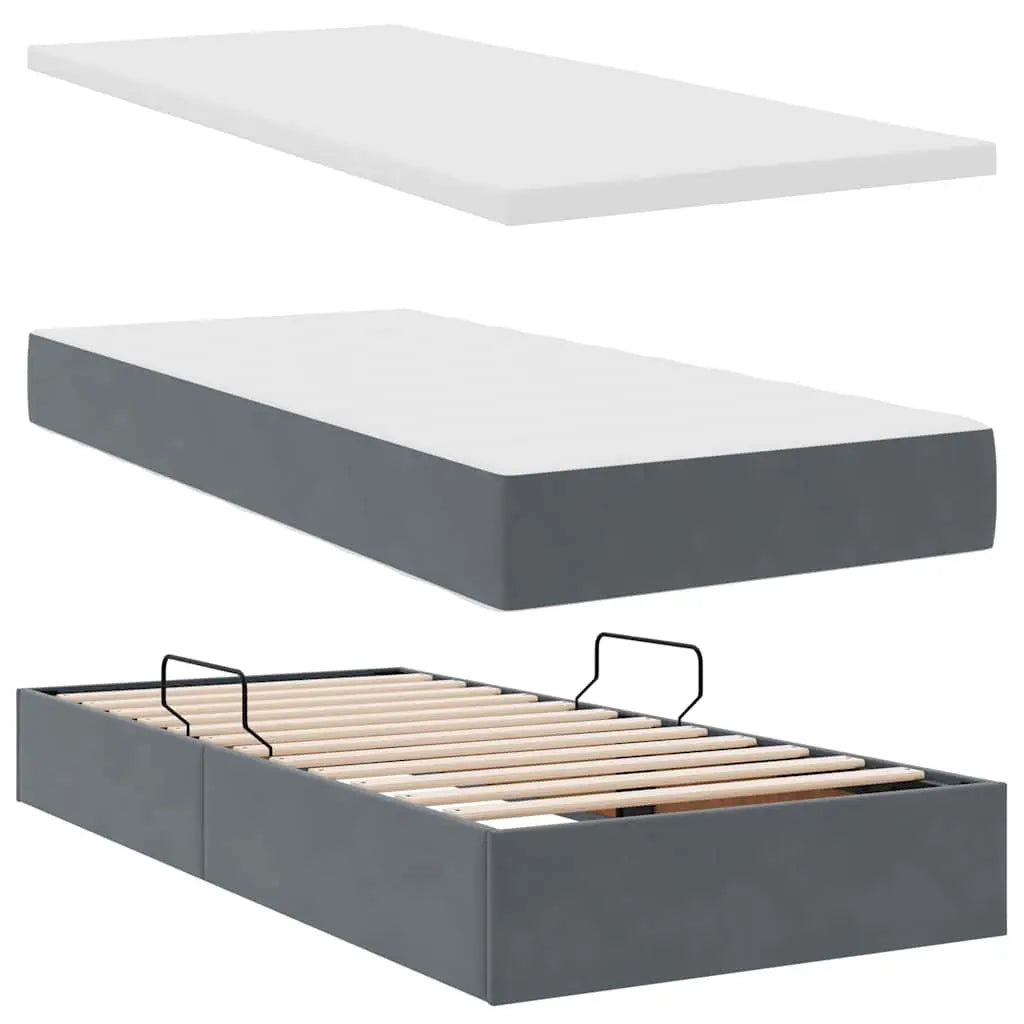 Lit de rangement LED avec matelas Gris foncé 90 x 200 cm - XIOS