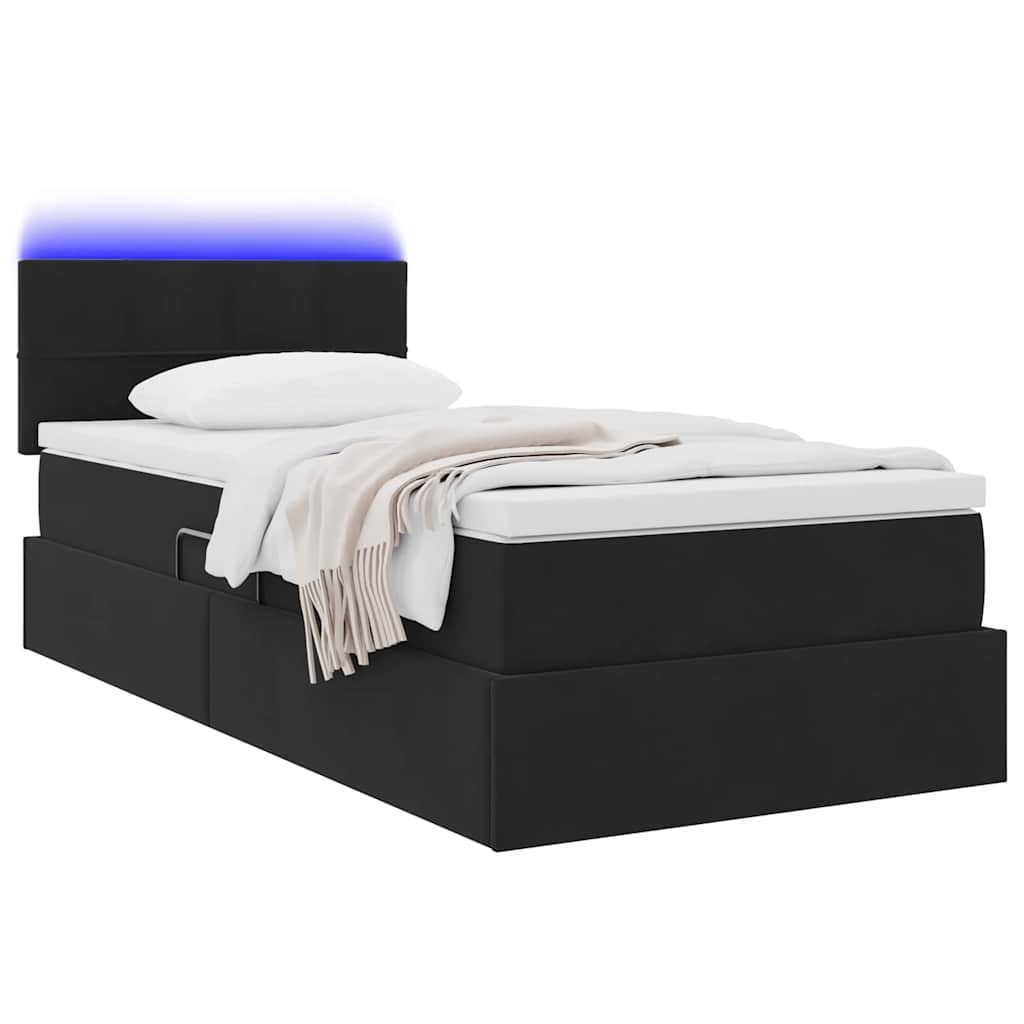 Lit de rangement LED avec matelas Noir 90 x 200 cm Velours