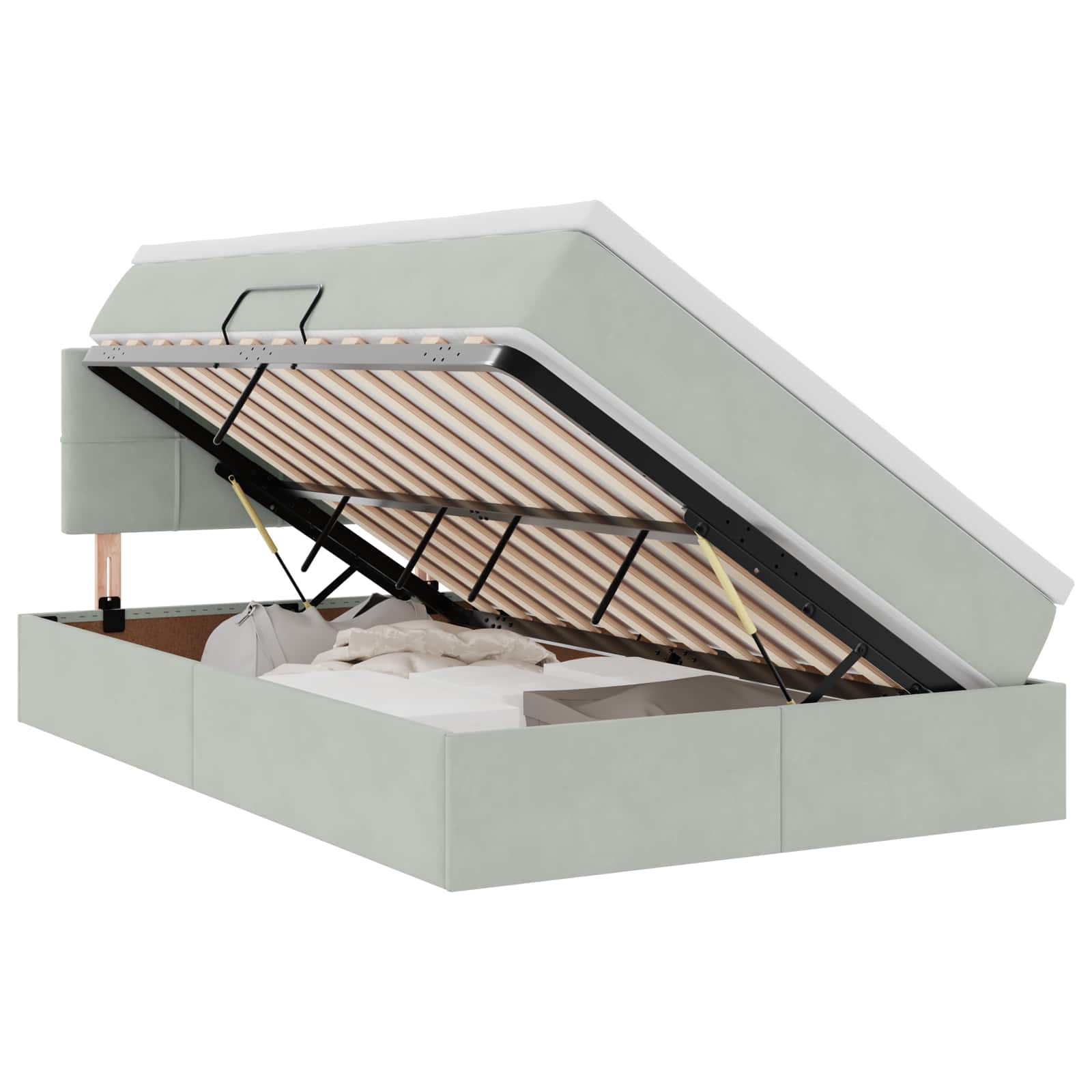 Lit avec rangement et LED Gris clair 120 x 190 cm Velours - XIOS