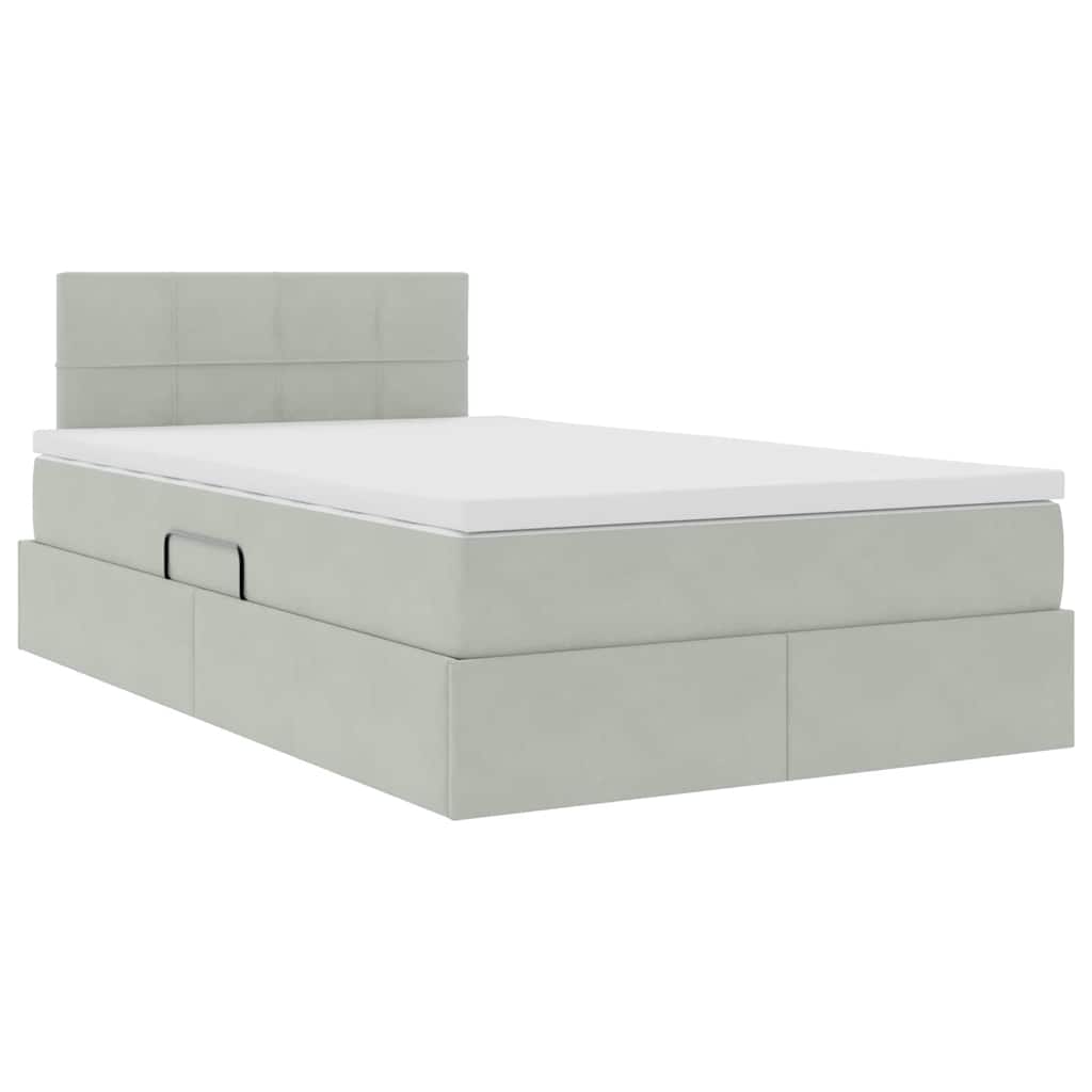 Lit avec rangement et LED Gris clair 120 x 190 cm Velours - XIOS
