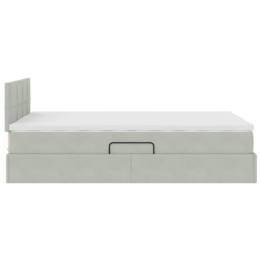 Lit avec rangement et LED Gris clair 120 x 190 cm Velours - XIOS