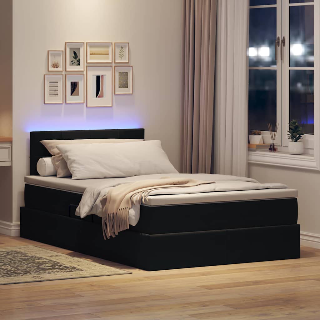 Lit avec rangement et LED avec LED Noir 120 x 200 cm Velours - XIOS
