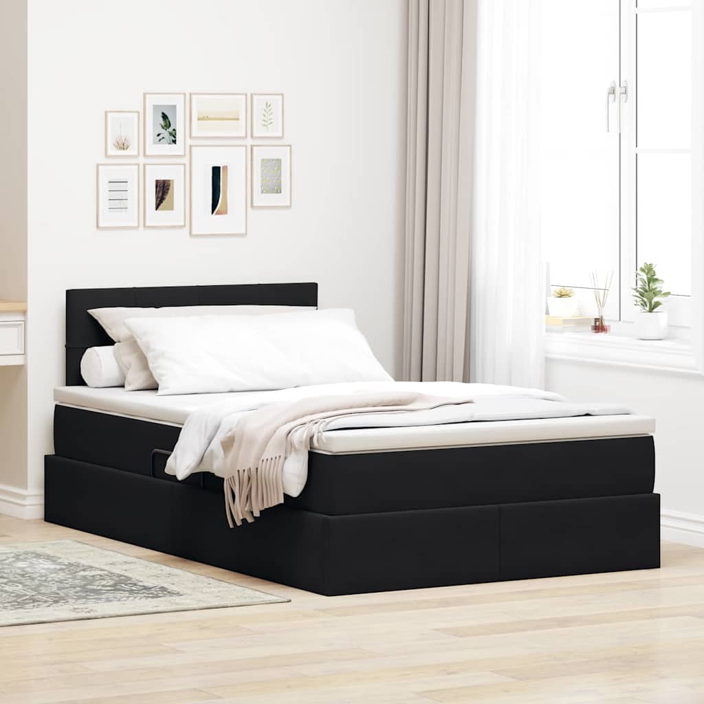Lit avec rangement et LED avec LED Noir 120 x 200 cm Velours - XIOS