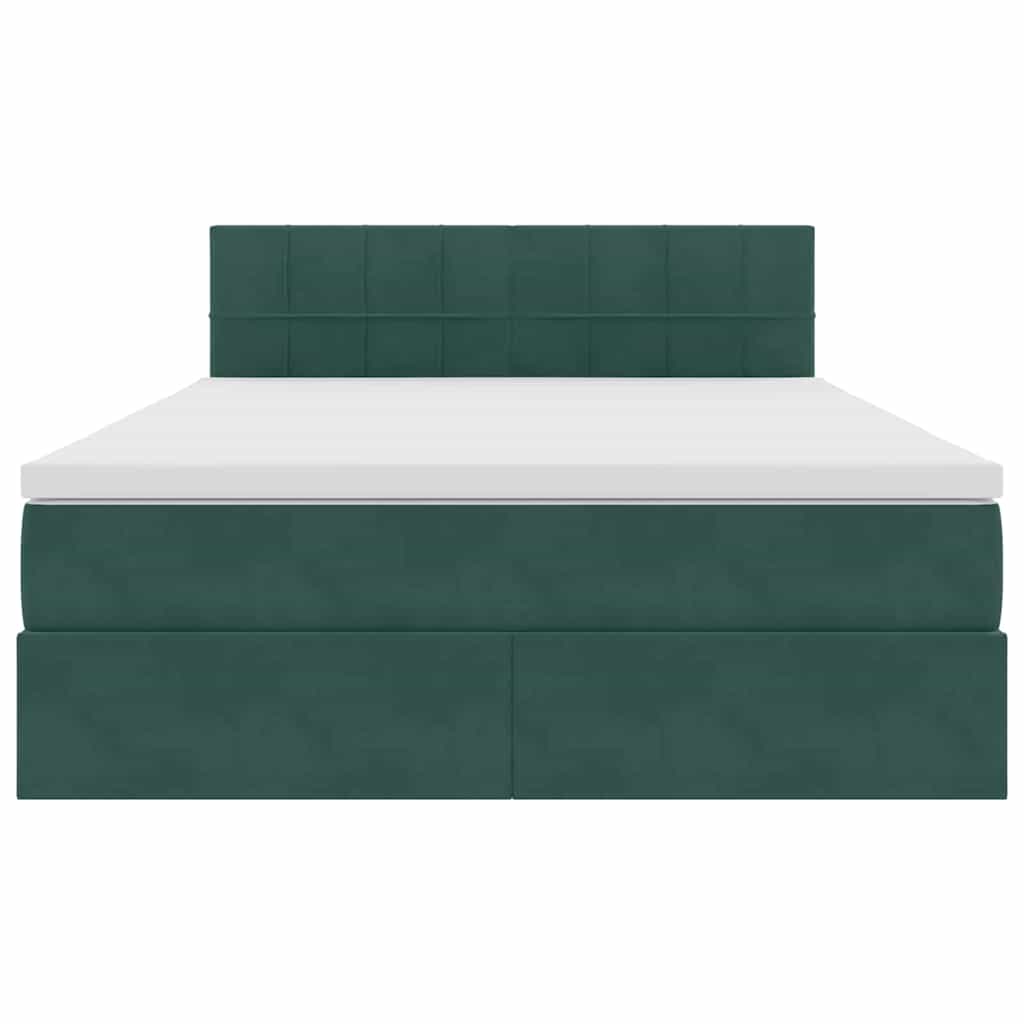 Lit de rangement LED avec matelas Vert foncé 140 x 200 cm