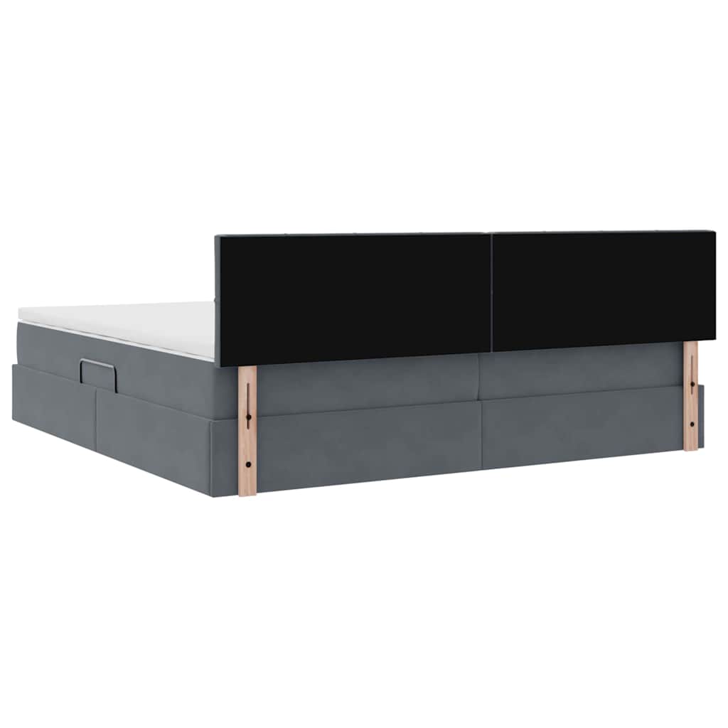 Lit avec des lumières à LED Gris foncé 200 x 200 cm Velours - XIOS