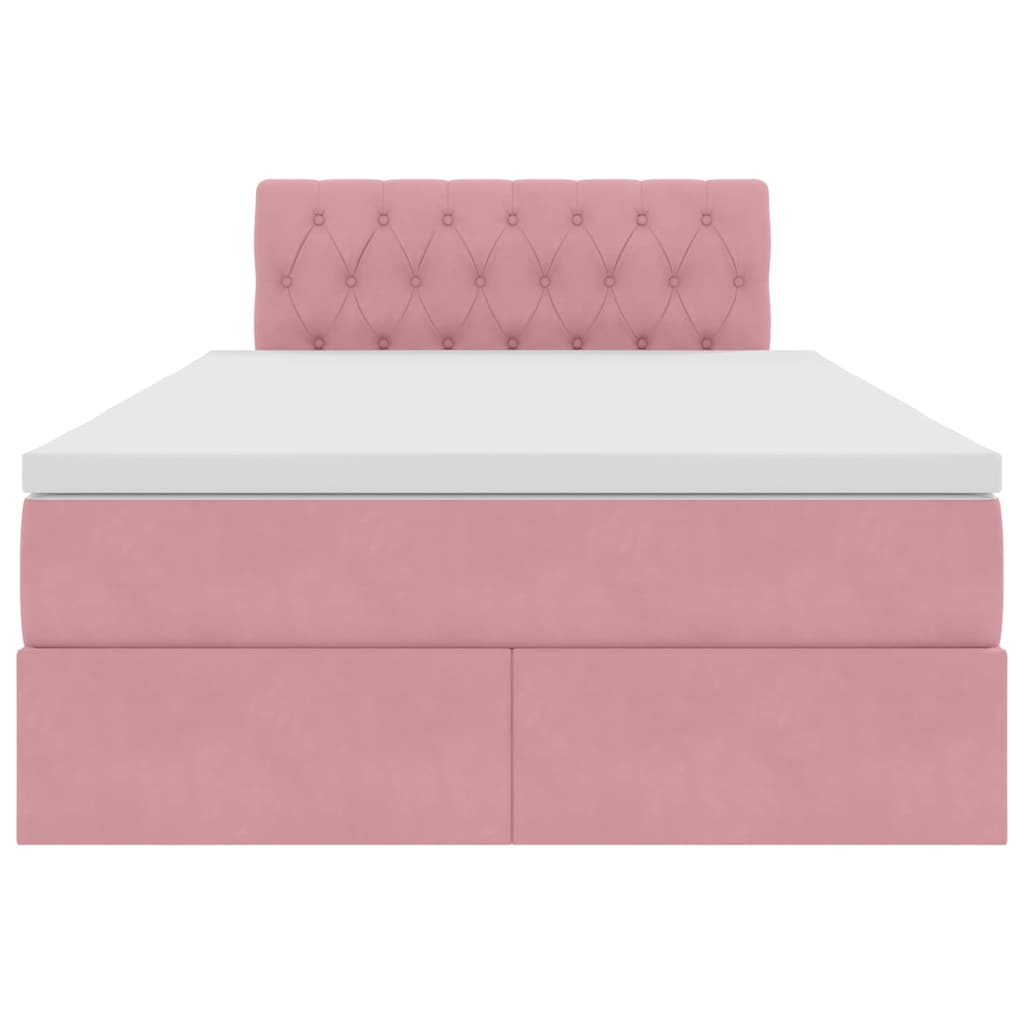 Lit avec rangement et LED Rose 120 x 190 cm Velours - XIOS