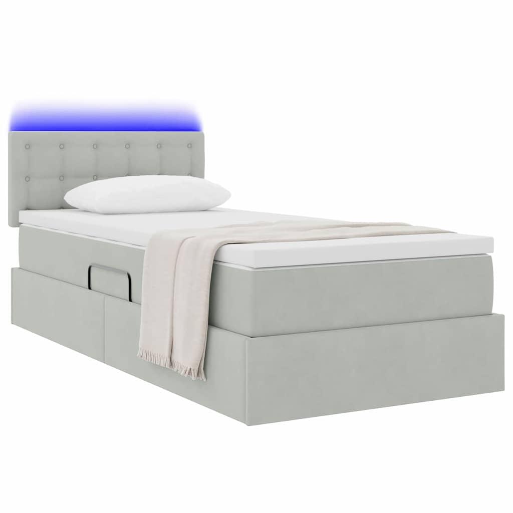 Lit de rangement LED avec matelas Gris clair 90 x 200 cm - XIOS