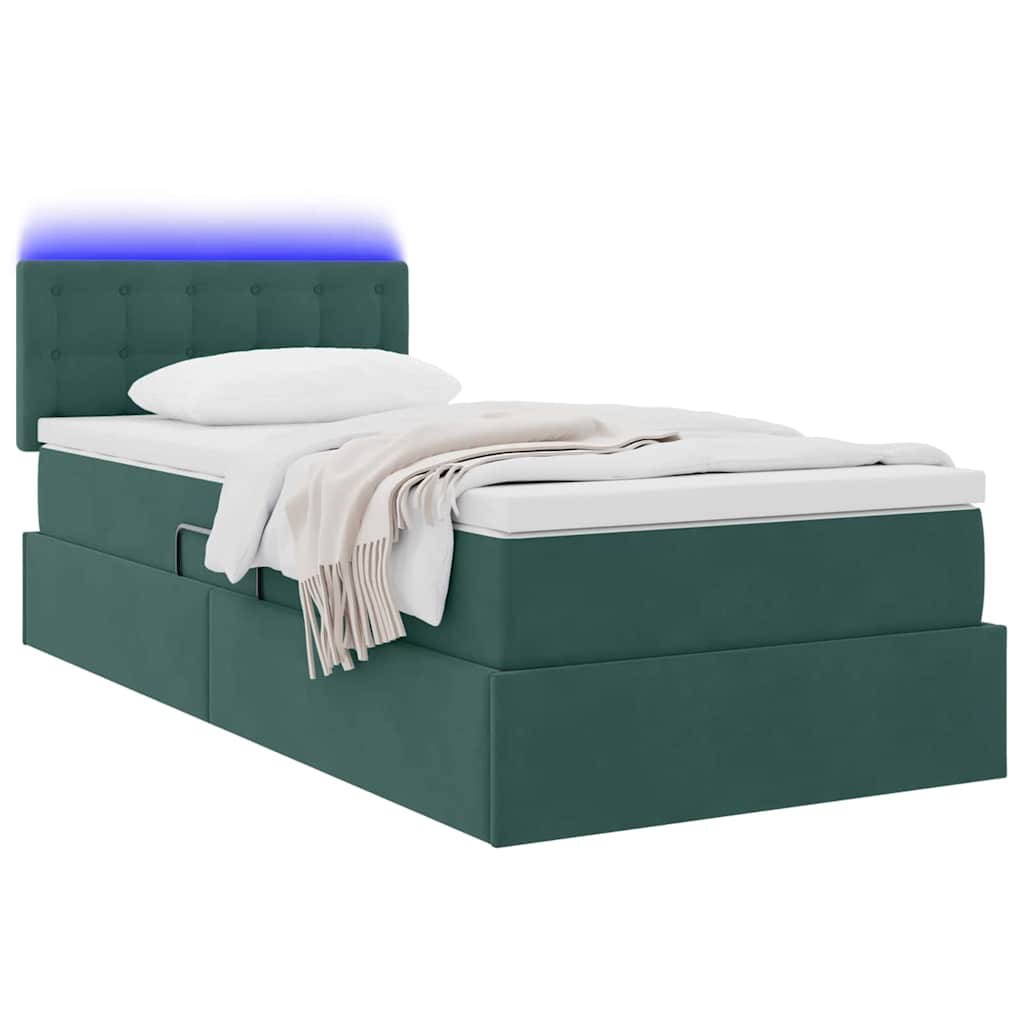 Lit de rangement LED avec matelas Vert foncé 90 x 200 cm - XIOS