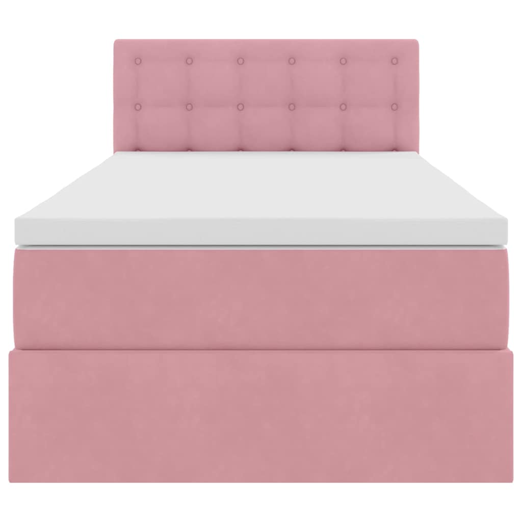 Lit de rangement LED avec matelas Rose 90 x 200 cm Velours - XIOS