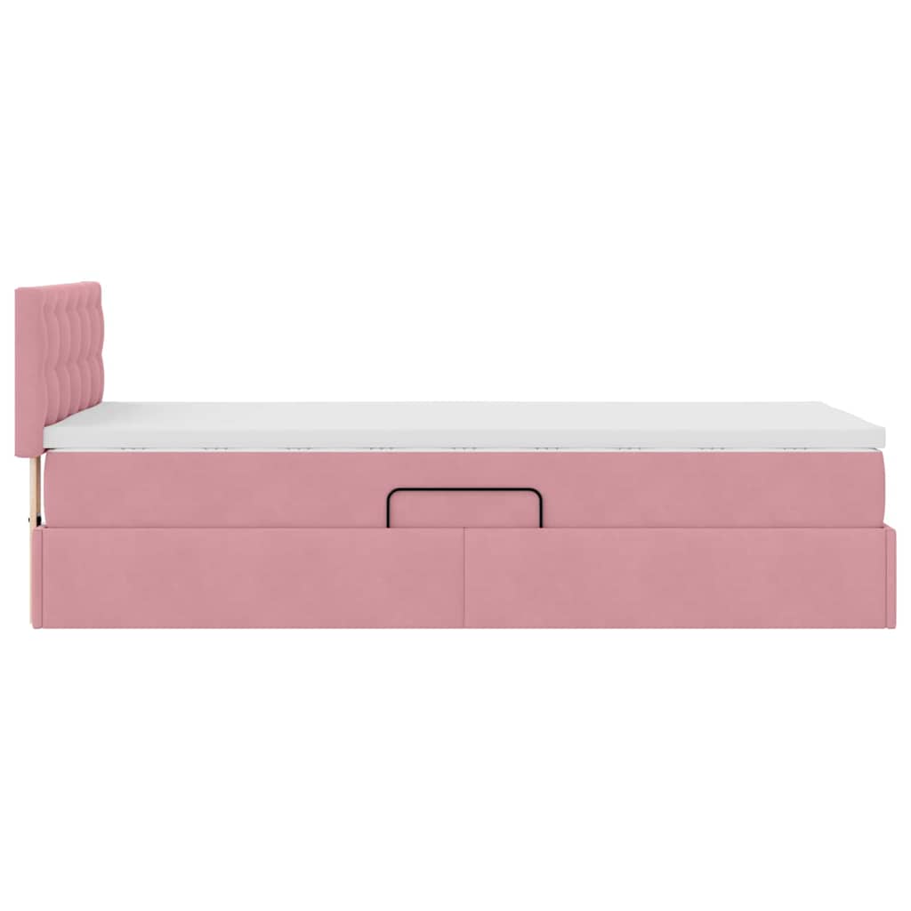 Lit de rangement LED avec matelas Rose 90 x 200 cm Velours - XIOS