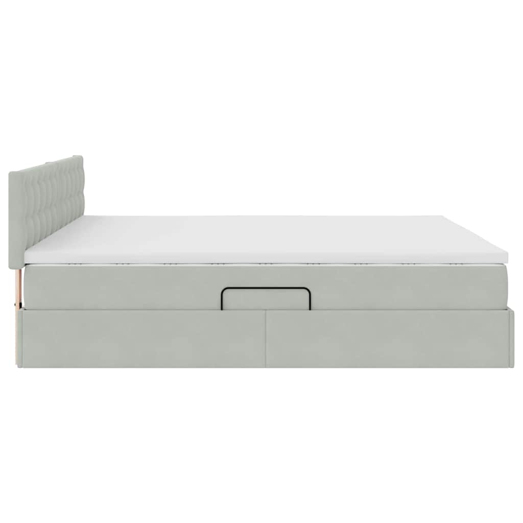 Lit avec rangement et LED Gris clair 180 x 200 cm Velours - XIOS