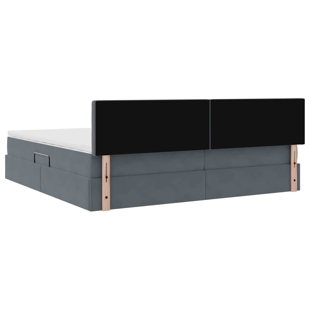 Lit avec des lumières à LED Gris foncé 200 x 200 cm Velours - XIOS