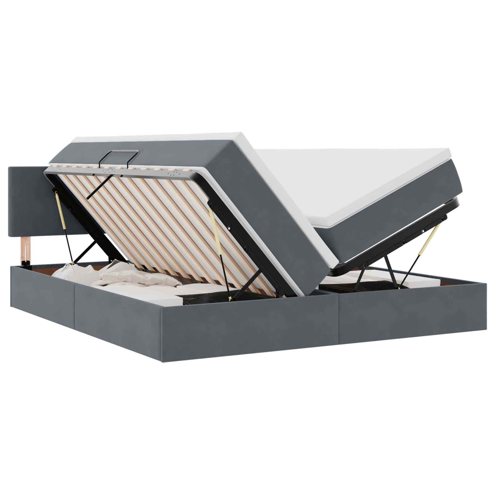 Lit avec bandes LED Gris foncé 180 x 200 cm Velours - XIOS