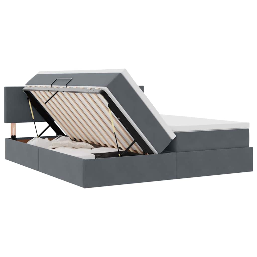 Lit avec bandes LED Gris foncé 180 x 200 cm Velours - XIOS