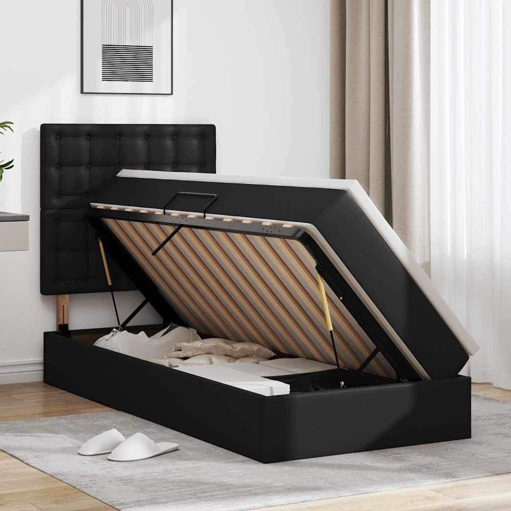 Lit de Rangement Noir 100 x 200 cm Cuir synthétique - XIOS