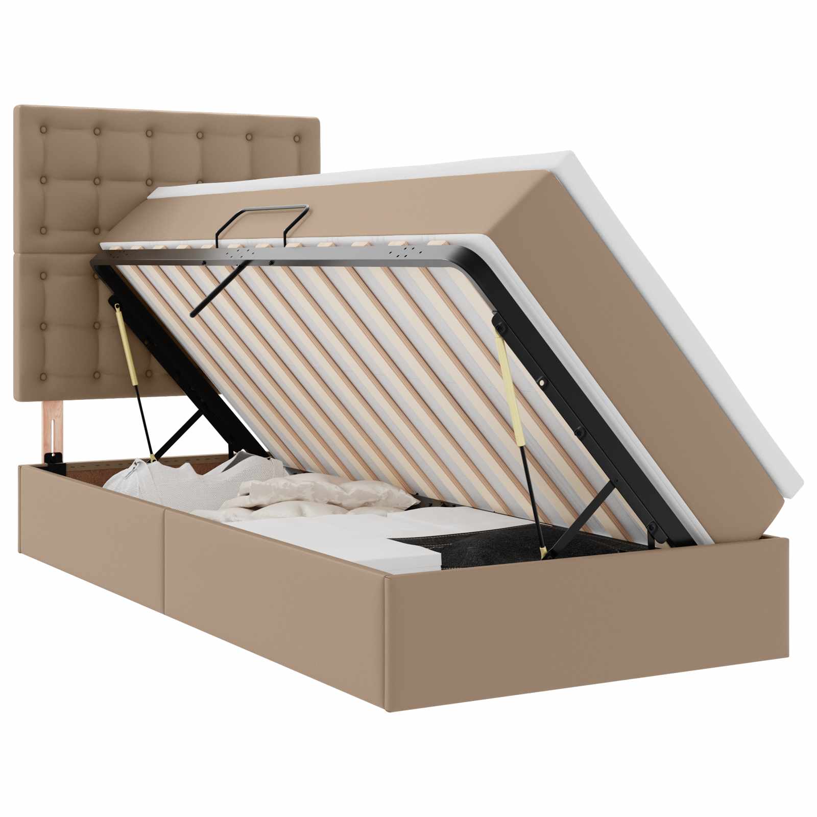 Lit de Rangement Cappuccino 100 x 200 cm Cuir synthétique - XIOS