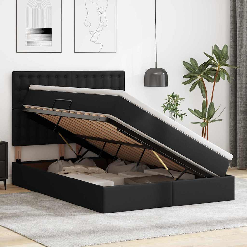 Lit de Rangement Noir 140 x 190 cm Cuir synthétique - XIOS