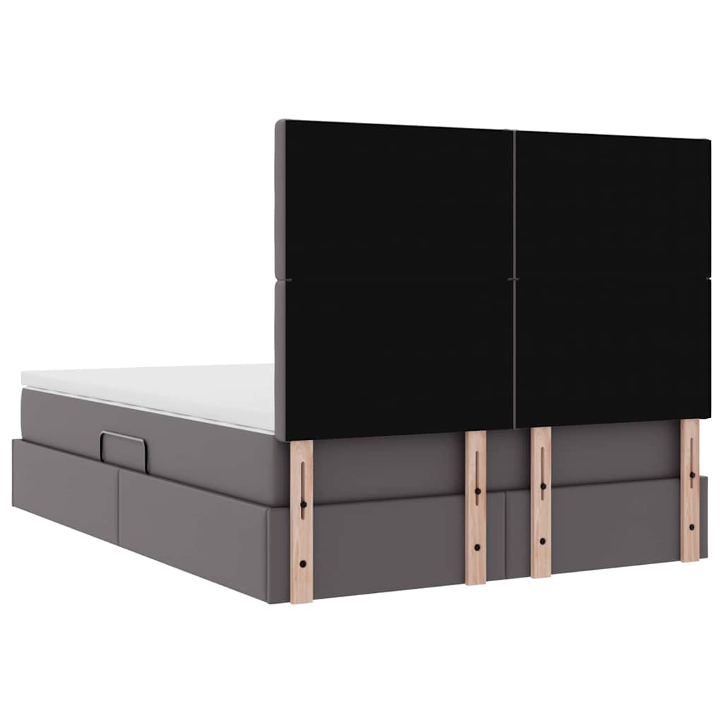 Lit de Rangement Gris 140 x 190 cm Cuir synthétique