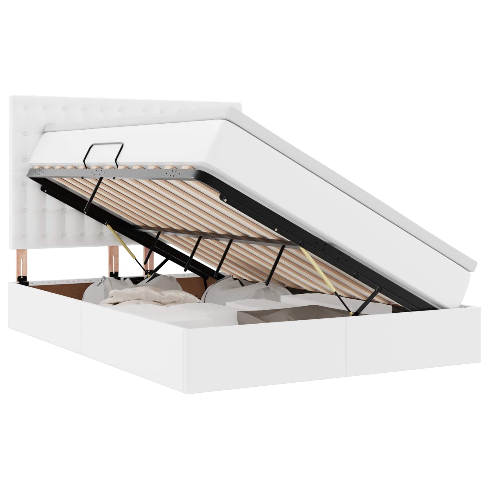 Lit de Rangement Blanc pur 140 x 200 cm Cuir synthétique