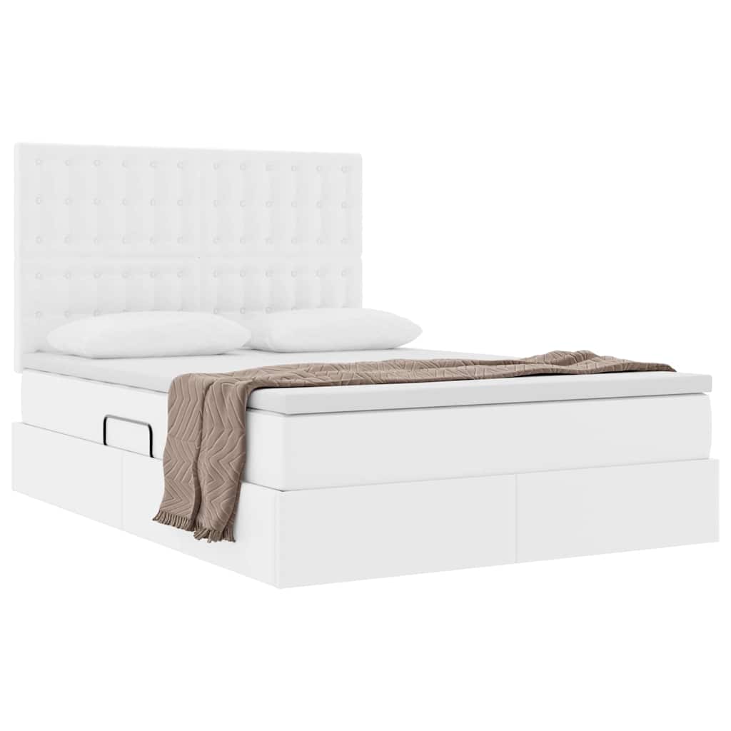 Lit de Rangement Blanc pur 140 x 200 cm Cuir synthétique