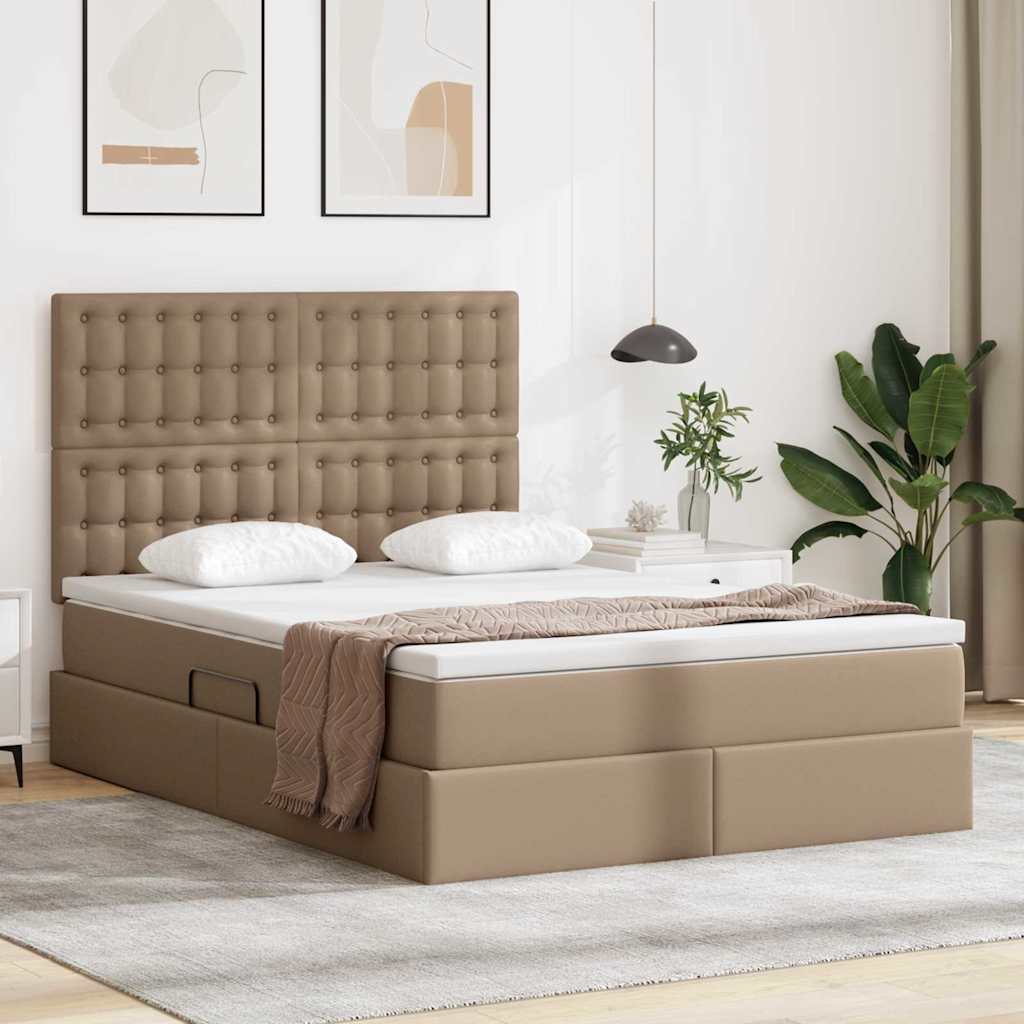 Lit de Rangement Cappuccino 140 x 200 cm Cuir synthétique