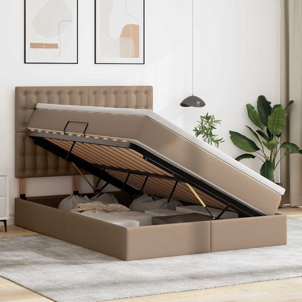 Lit de Rangement Cappuccino 140 x 200 cm Cuir synthétique