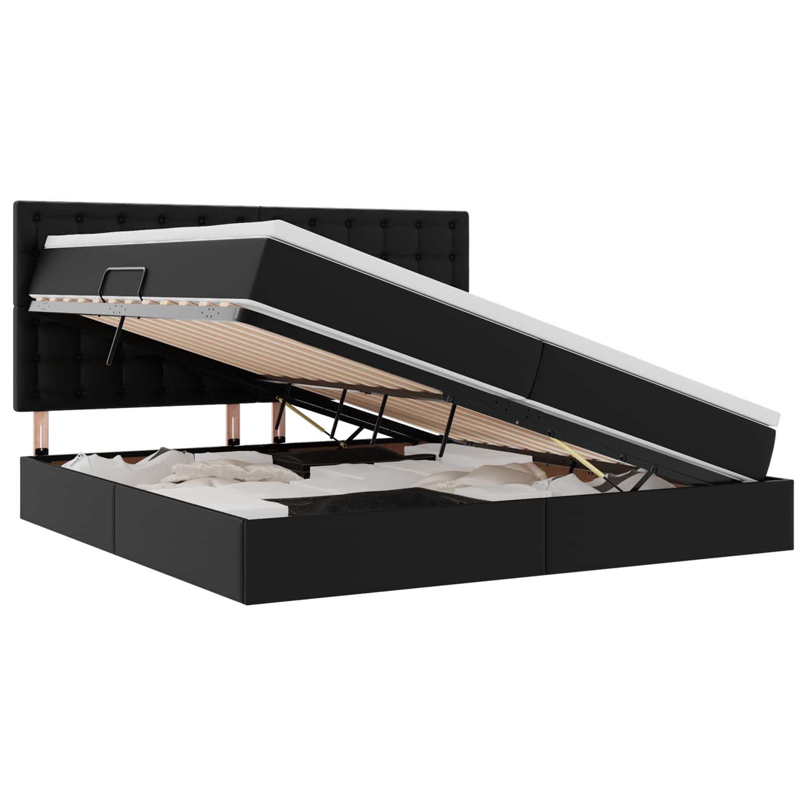 Lit de Rangement Noir 200 x 200 cm Cuir synthétique - XIOS