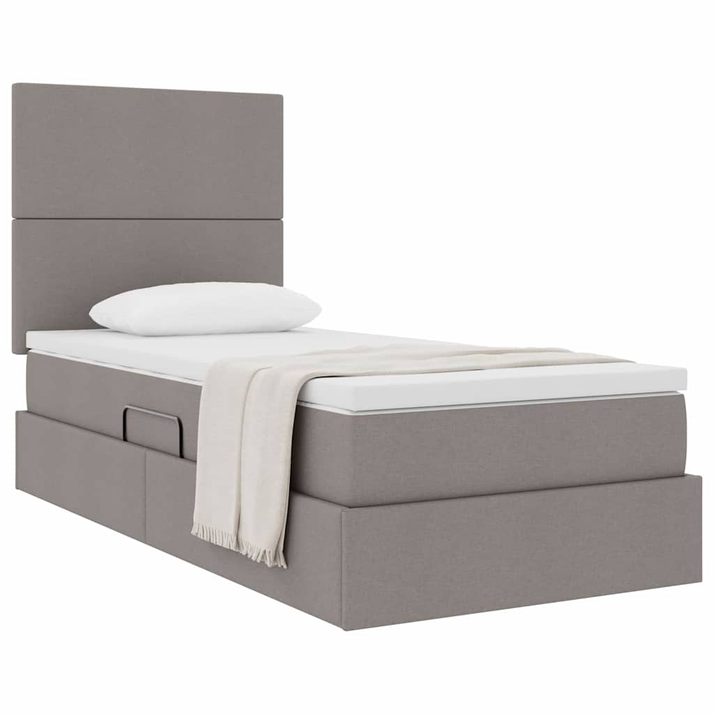Lit avec rangement et matelas Taupe 90 x 190 cm Polyester - XIOS