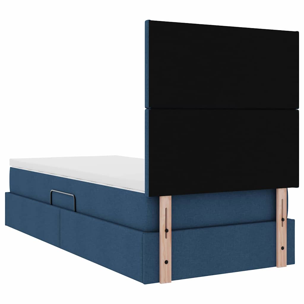 Lit avec rangement et matelas Bleu 90 x 190 cm Polyester - XIOS