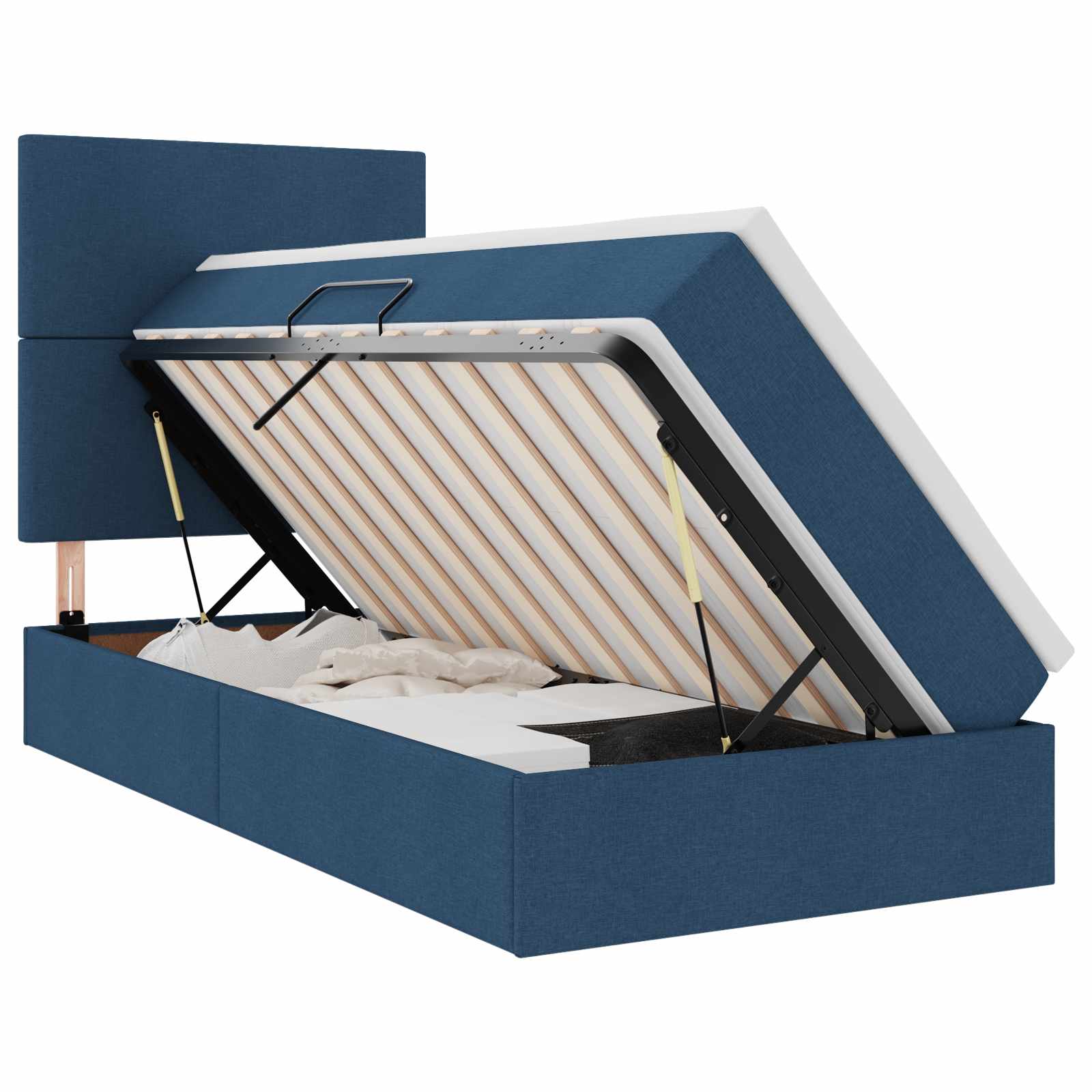 Lit avec rangement et matelas Bleu 90 x 200 cm Polyester - XIOS