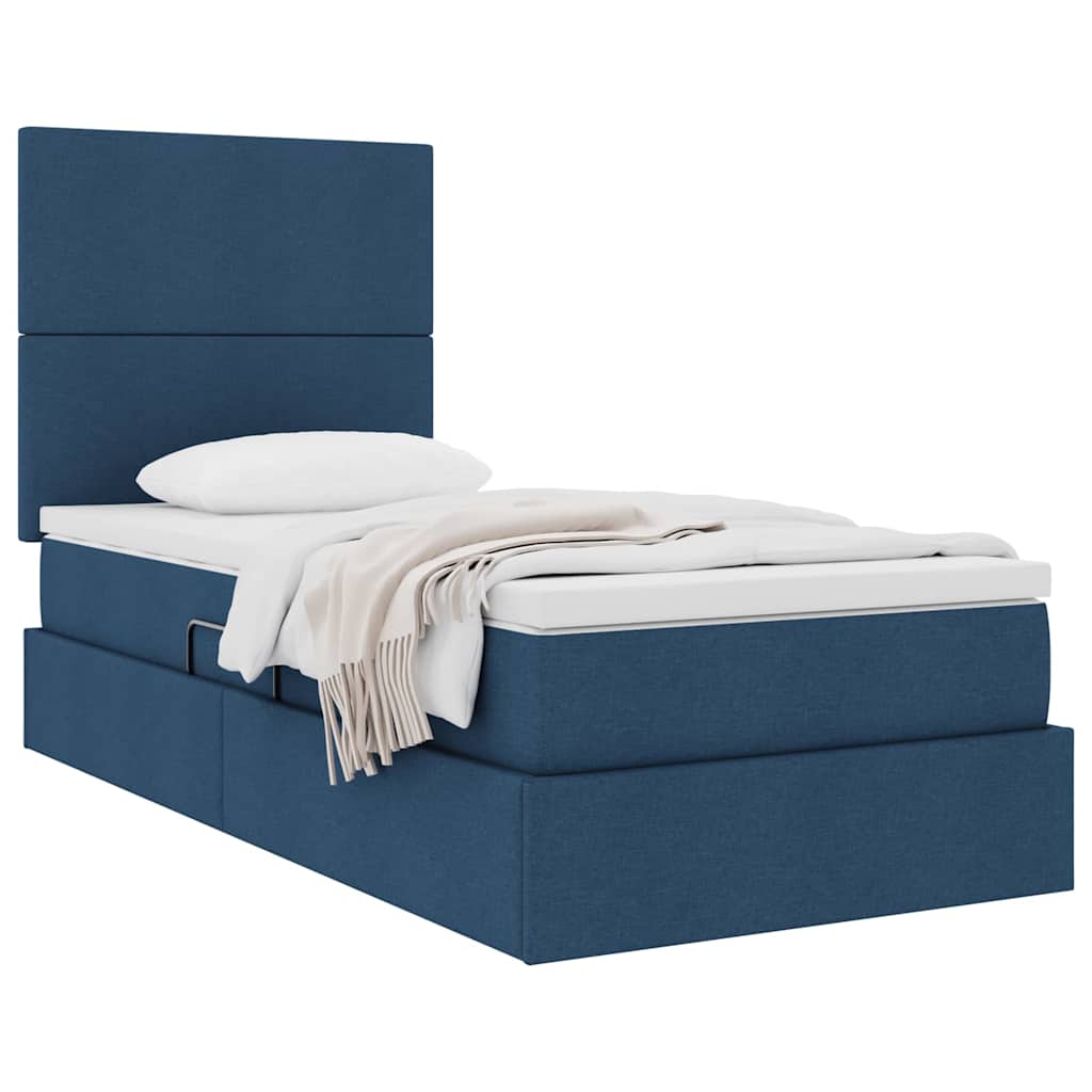 Lit avec rangement et matelas Bleu 100 x 200 cm Polyester - XIOS
