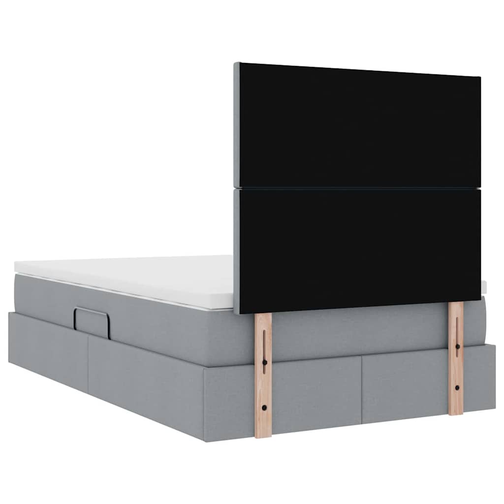 Lit avec rangement et matelas Gris clair 120 x 190 cm tissu - XIOS