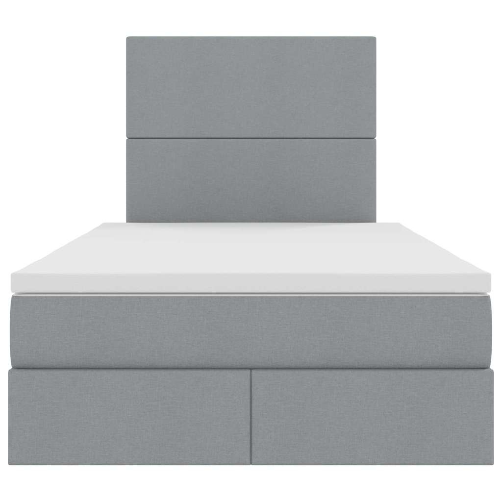Lit avec rangement et matelas Gris clair 120 x 190 cm tissu - XIOS