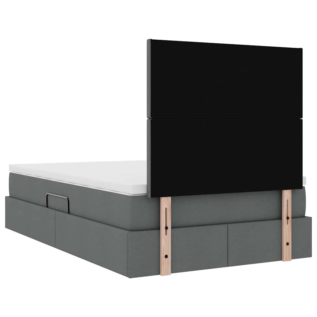 Lit avec rangement et matelas Gris foncé 120 x 190 cm tissu - XIOS