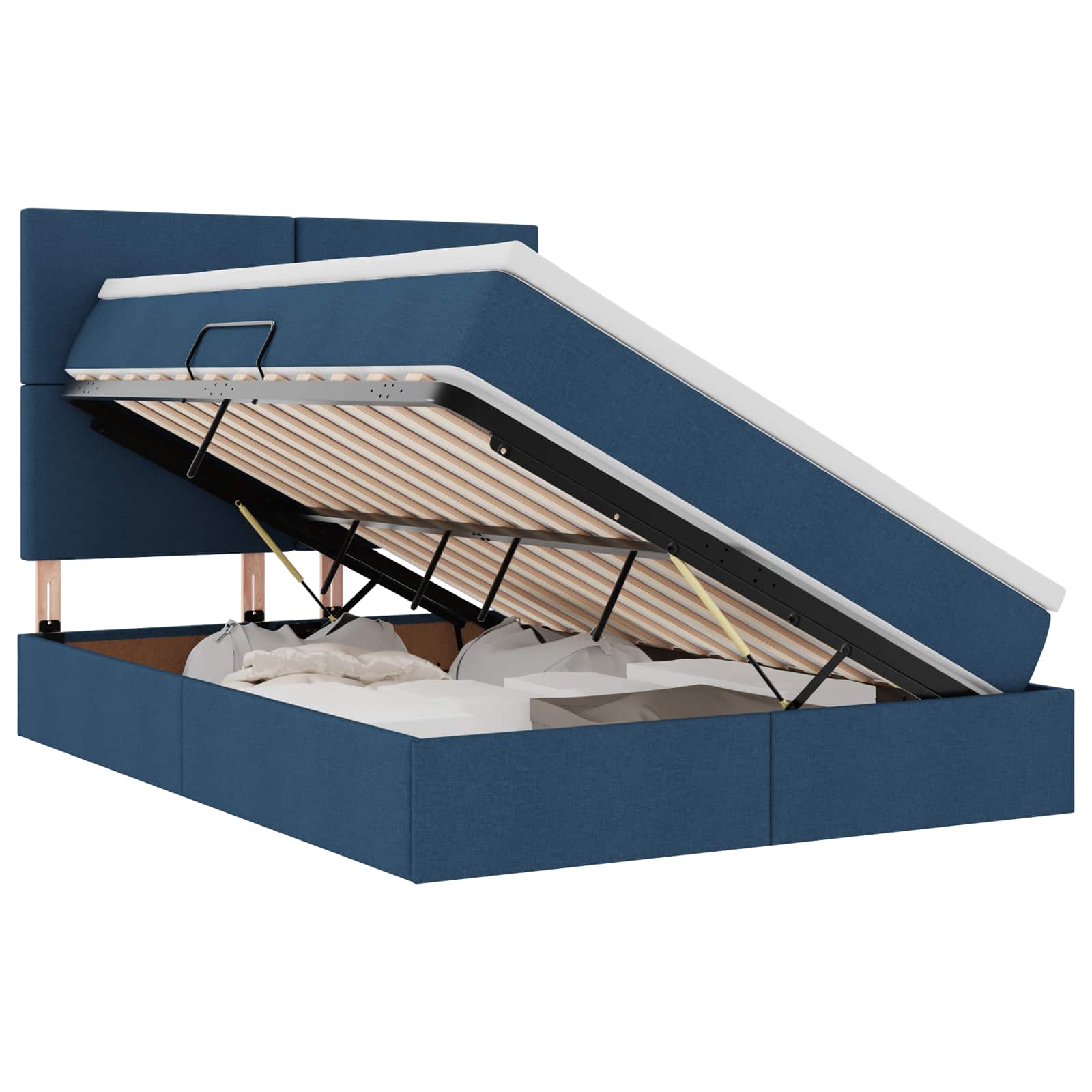 Lit avec rangement et matelas Bleu 140 x 190 cm Polyester - XIOS
