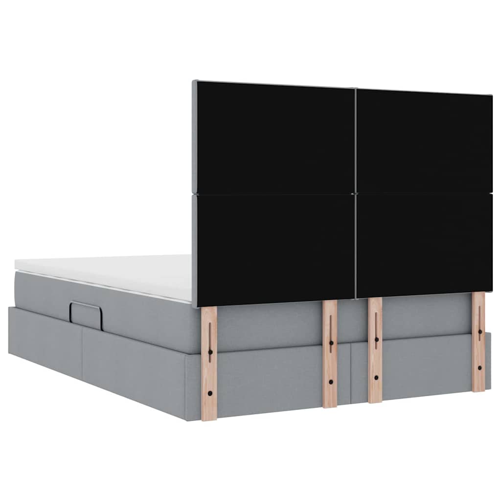 Lit avec rangement et matelas Gris clair 140 x 200 cm Polyester - XIOS