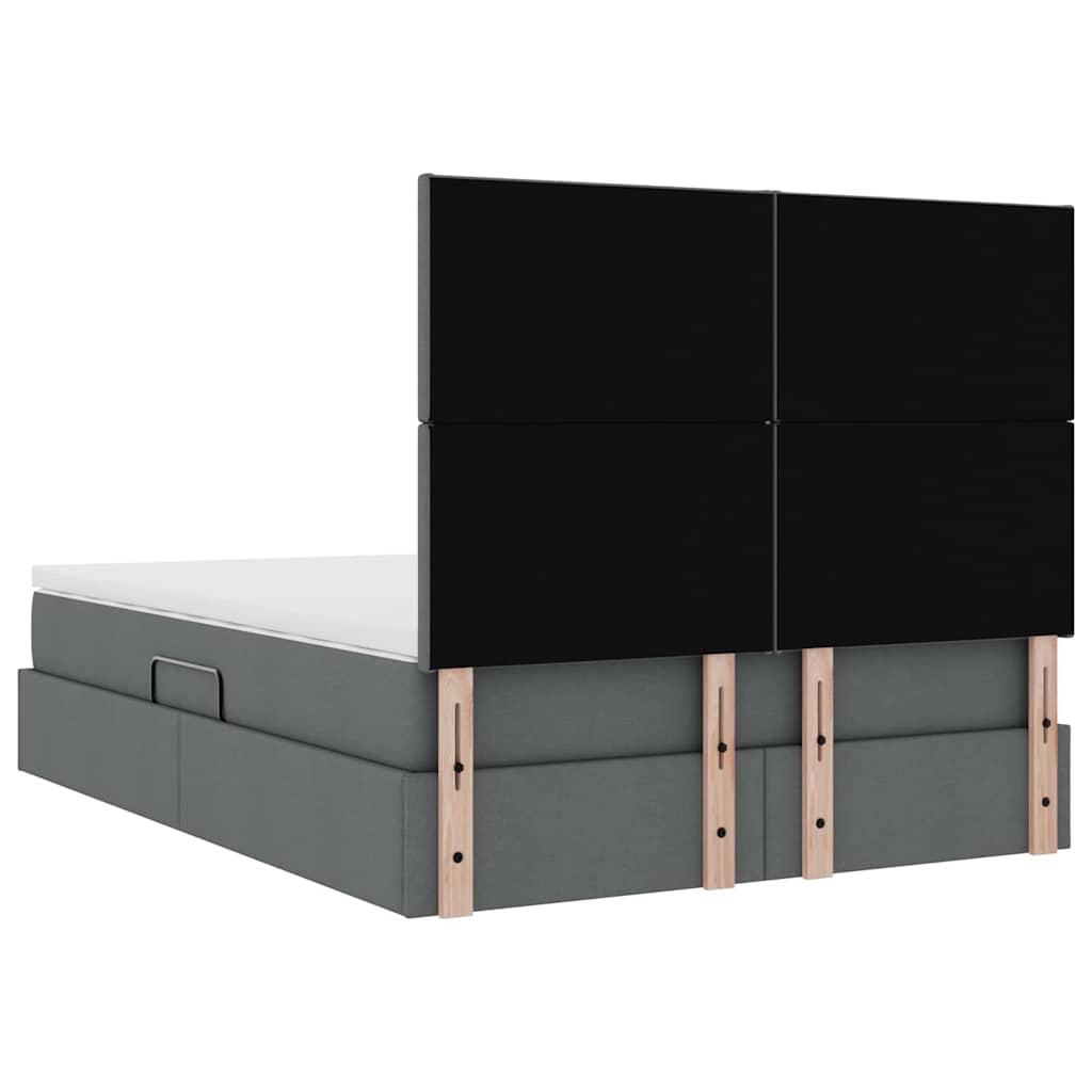 Lit avec rangement et matelas Gris foncé 140 x 200 cm tissu
