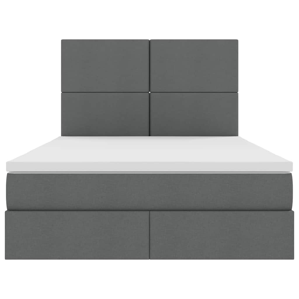 Lit avec rangement et matelas Gris foncé 140 x 200 cm tissu