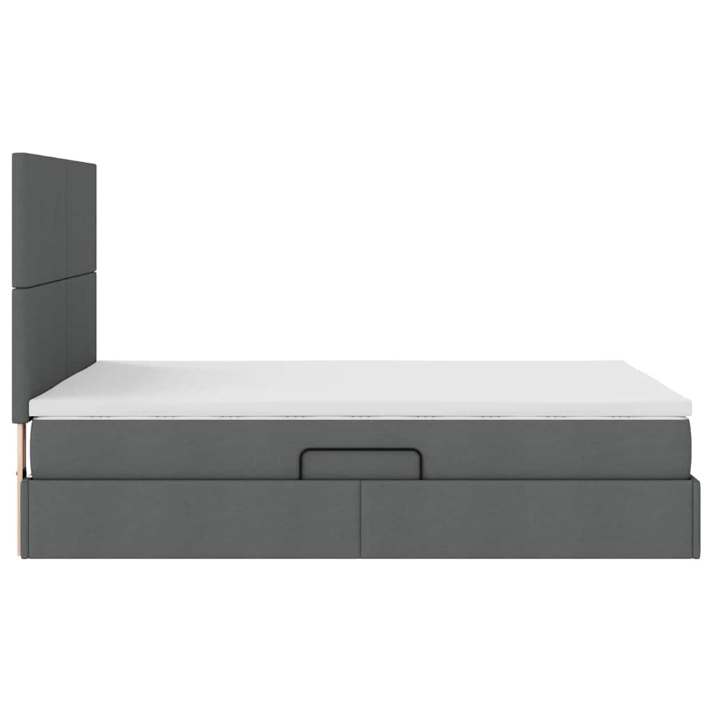 Lit avec rangement et matelas Gris foncé 140 x 200 cm tissu