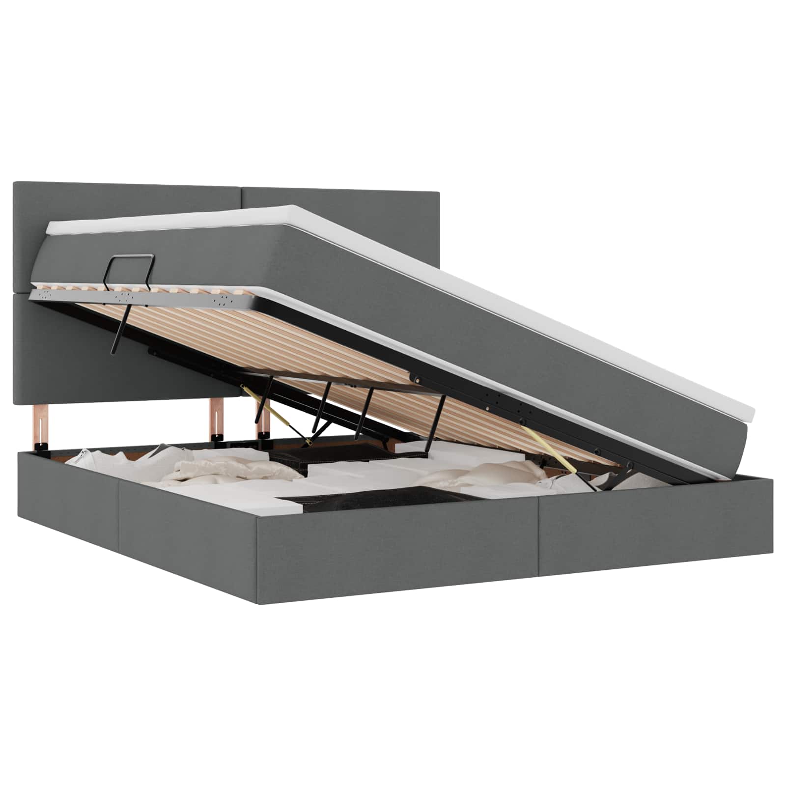 Lit avec rangement et matelas Gris foncé 160 x 200 cm Polyester - XIOS