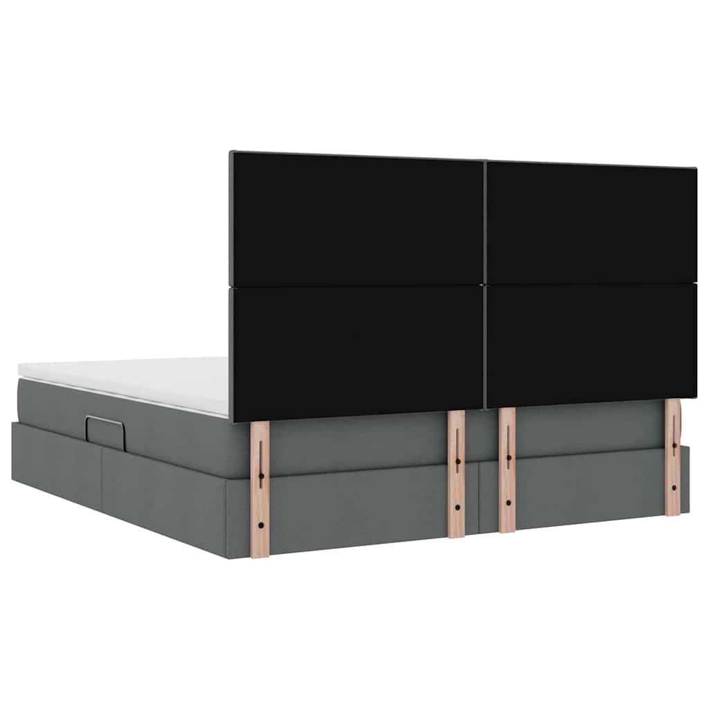 Lit avec rangement et matelas Gris foncé 160 x 200 cm Polyester - XIOS
