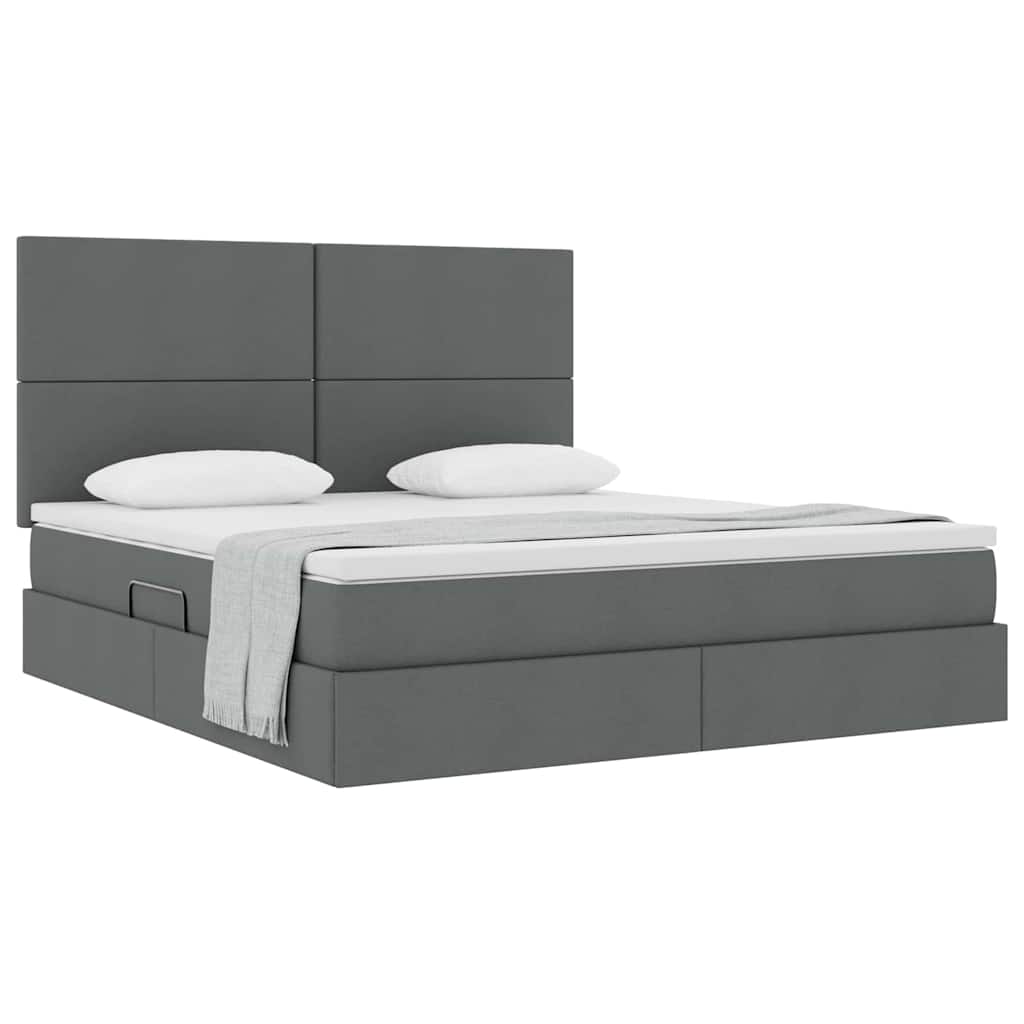 Lit avec rangement et matelas Gris foncé 160 x 200 cm Polyester - XIOS